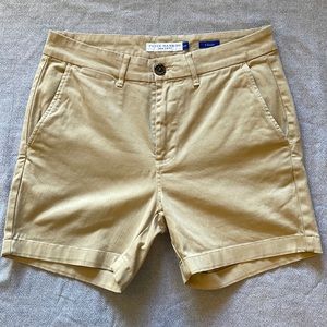 Peter Manning Stretch Chino Shorts. Size 31, 5” Inseam, Khaki